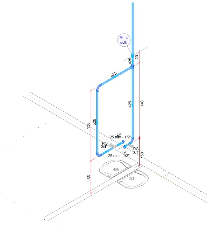 projeto de instalação hidráulica de banheiro